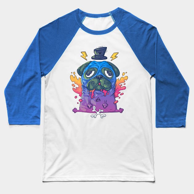 dug pug cool cartoon Baseball T-Shirt by Mako Design 